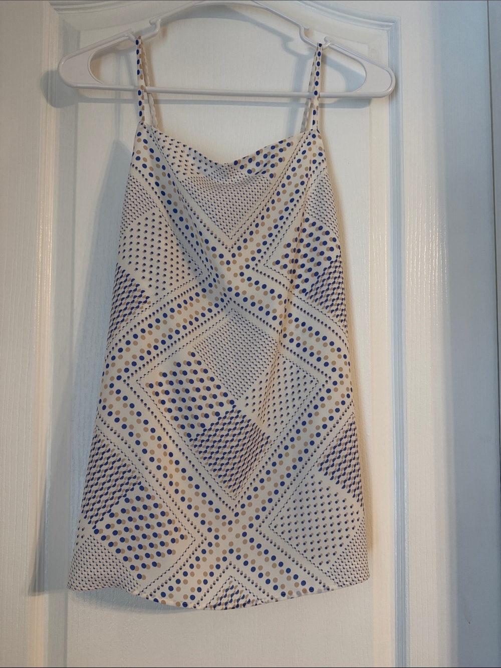 LOFT Polka Dot Spaghetti-Strap Camisole in White, Blue, Tan